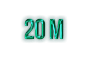 20 million subscribers celebration greeting Number with rustic steel design png