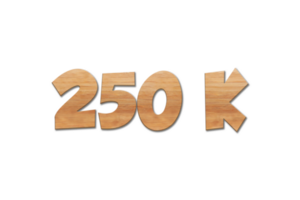 250 k prenumeranter firande hälsning siffra med ek trä design png