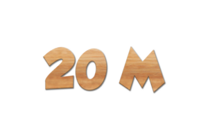 20 million subscribers celebration greeting Number with oak wood design png