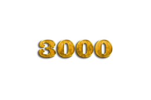 3000 suscriptores celebracion saludo número con dorado diseño png