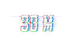 30 million subscribers celebration greeting Number with glitch design png