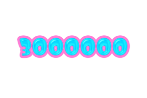 3000000 subscribers celebration greeting Number with jelly design png