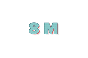 8 million subscribers celebration greeting Number with unique design png