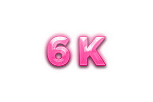 6 k prenumeranter firande hälsning siffra med rosa design png