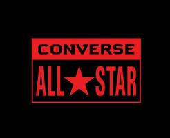 Converse All Star Brand Name Red Logo Symbol Shoes Design Vector Illustration With Black Background