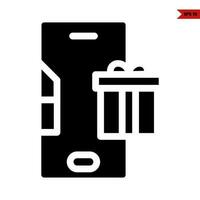 gift box  with mobile phone glyph icon vector