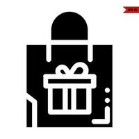 gift box  in paperbag glyph icon vector