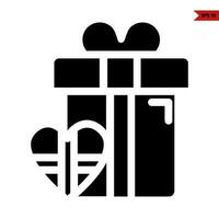 gift box with love glyph icon vector