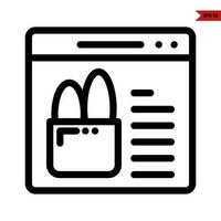 bread in paperbag with in monitor line icon vector