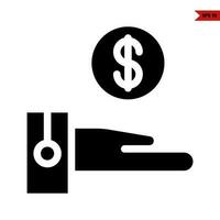 money in button in over hand glyph icon vector