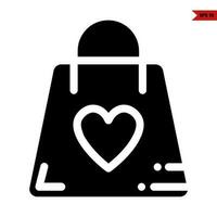 love in paperbag glyph icon vector
