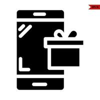 gift box with mobile phone glyph icon vector