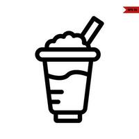 ice cream in glass drink line icon vector