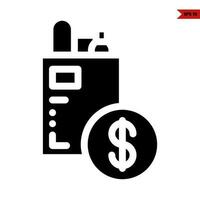 bread with bottle in paperbag with money in button glyph icon vector