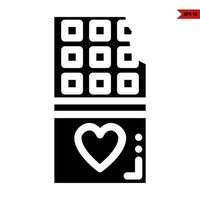 love in chocolate bar in package glyph icon vector