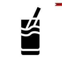 glass drink with straw glyph icon vector