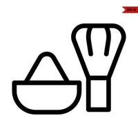 ricebowl in bowl with spatulla line icon vector