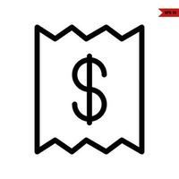 dinero en papel golpeado línea icono vector