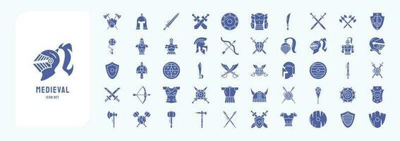 Medieval and kingdoms, including icons like Armor, Roman Helm, War and more vector