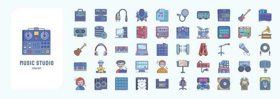 Music Studio, including icons like Amplifier Box, Amplifier, Audio Files, Bass  and more vector