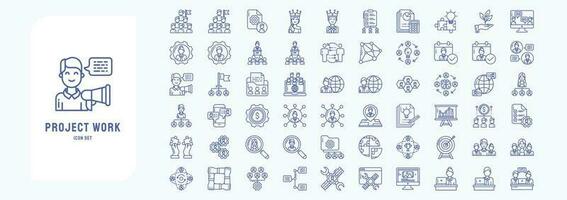 Collection of icons related to Project work, including icons like Achievement, Employee, Briefing, Business and finance and more vector