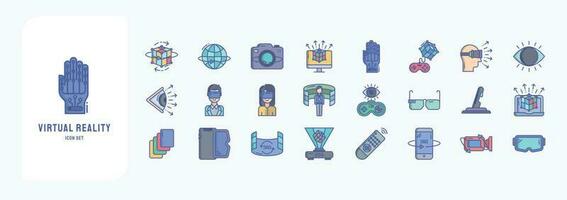 Collection of icons related to Virtual Reality, including icons like vr, augmented reality, Technology and more vector