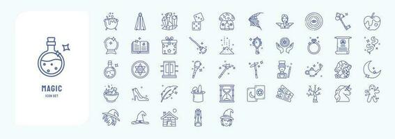 Magic and Fairy Tale, including icons like Cloak, Cauldron, Dice, Crystals and more vector