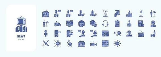 News and media, including icons like Anchor, Announcement, Antenna, Archive, and more vector