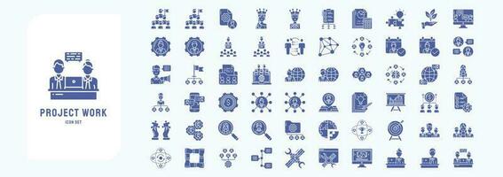 Collection of icons related to Project work, including icons like Achievement, Employee, Briefing, Business and finance and more vector