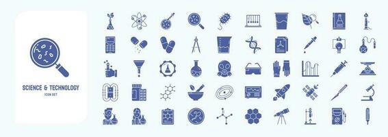 Collection of icons related to Science and technology, including icons like Agriculture, Atom, Bacteria Testing, Bacteria and more vector