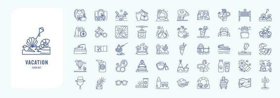 Collection of icons related to Vacation and Travel, including icons like backpack, Trip, holiday, vacation and more vector