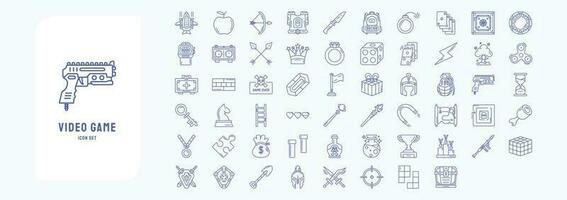 Collection of icons related to Video Game Elements, including icons like Airplane, Armor, Crown, Dice and more vector