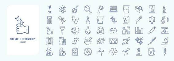 Collection of icons related to Science and technology, including icons like Agriculture, Atom, Bacteria Testing, Bacteria and more vector