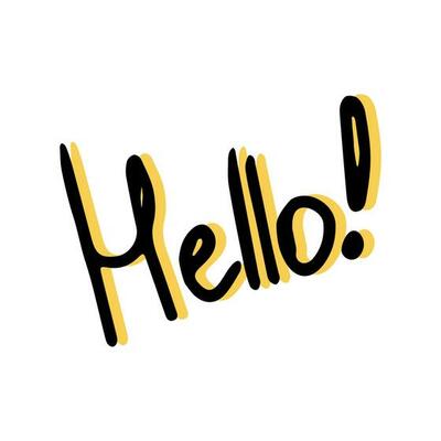 Simple sketch line style  element. Doodle cute ink  pen  hello lettering on white  background. Doodle  lettering.  Vector illustration.