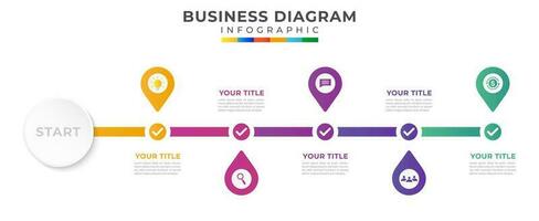 5 Step Modern Timeline diagram roadmap with circle topic chart and modern business icons vector