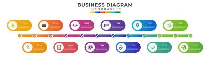 moderno 12 mes cronograma diagrama calendario con símbolo icono negocio vector