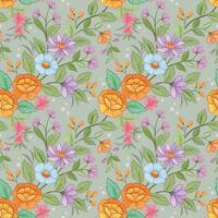 Colorful flowers design in seamless pattern. vector
