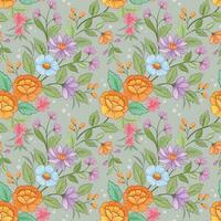 Colorful flowers design in seamless pattern. vector