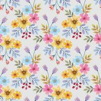 Colorful hand draw flowers seamless pattern. vector