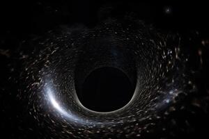 Black hole illustration in outer space. Supermassive singularity. photo