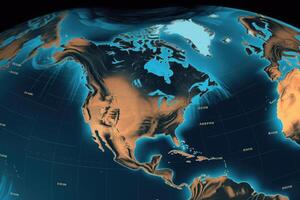 World map with weather forecast application. photo