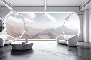 Futuristic room interior, minimalism style. photo