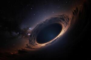 Black hole illustration in outer space. Supermassive singularity. photo