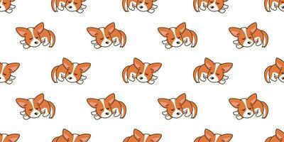 Vector cartoon sleeping corgi dog seamless pattern background