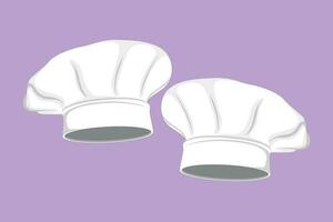 Cartoon flat style drawing stylized chef uniform cap or hat for restaurant logo, label, flyer, sticker, icon, card, symbol. Cafe, shop and restaurant logotype badge. Graphic design vector illustration