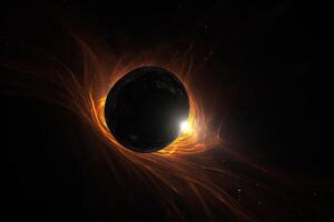 Black hole illustration in outer space. Supermassive singularity. photo