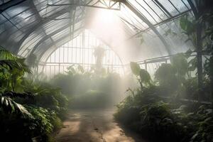 Growing organic products in modern greenhouse. photo