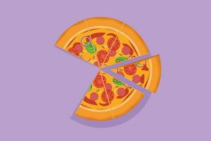 gráfico plano diseño dibujo Fresco delicioso Italia Pizza restaurante logo insignia. rápido comida italiano pizzería café tienda logotipo modelo etiqueta volantes pegatina icono símbolo. dibujos animados estilo vector ilustración