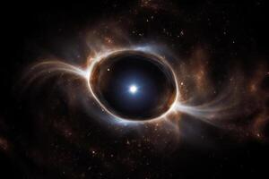 Black hole illustration in outer space. Supermassive singularity. photo