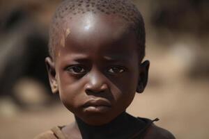 retrato de africano chico al aire libre. generativo ai foto